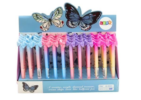 Kulspetspenna med rosett, blått bläck, 48-pack, 16 cm