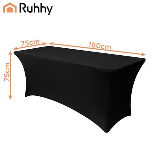 Elastisk borddug sort polyester/spandex 180x75 cm til banketbord