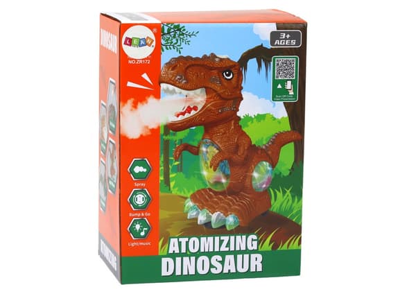 Dansende dinosaur legetøj 25 cm med lys, lyd, forhindringssensor og røg