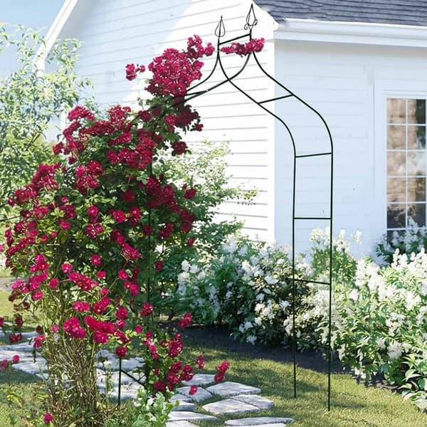 Havepavillon espalier til klatreplanter stål sort 265 cm