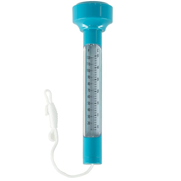 Flydende pooltermometer med snor, Celsius/Fahrenheit, 19 cm