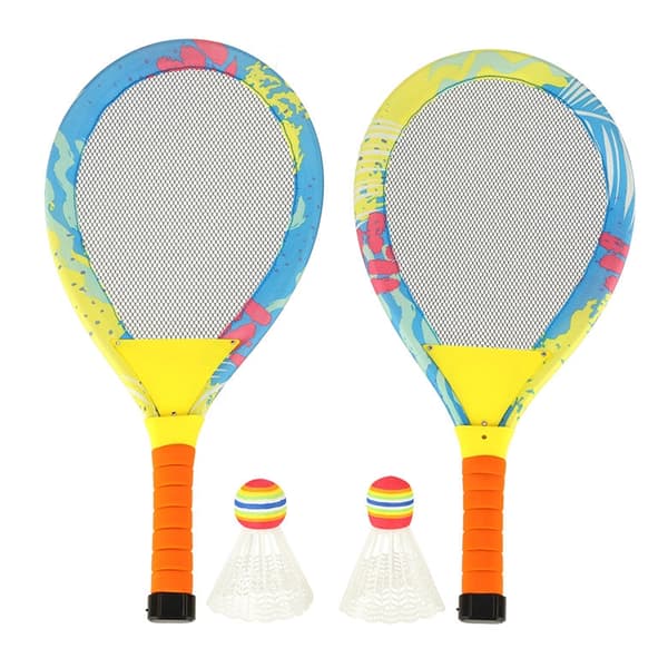 LED-belysta badmintonrack set 2-pack med 2 shuttles inkl batterier