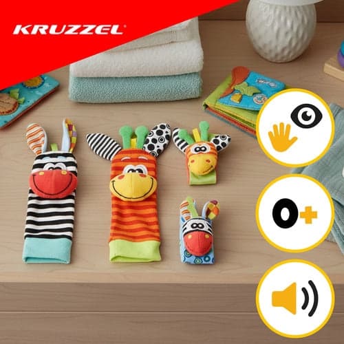 Babyrasselset 4 delar handband och strumpor med rassel 0+