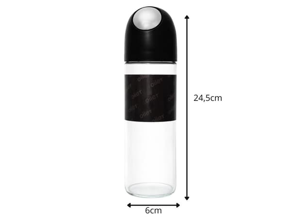 Oljedispenser i glas 510 ml med gravitationslåg sort