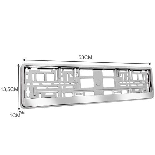 Nummerplåtsram 2-pack universell EU 53x13,5 cm silver kromad ABS