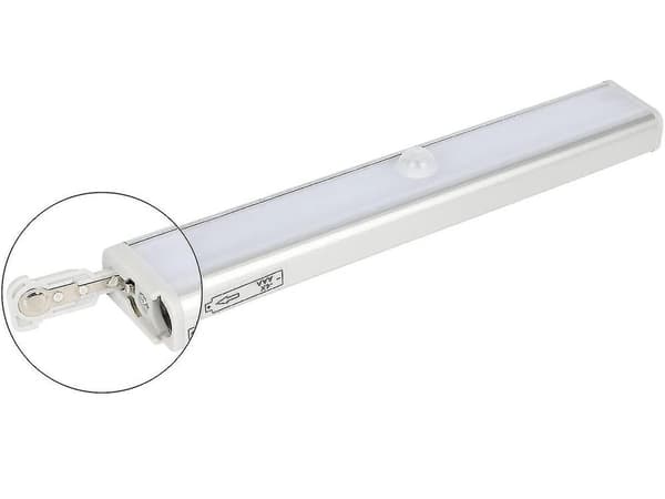 LED-skåpsbelysning med rörelse- och skymningssensor silver 19 cm