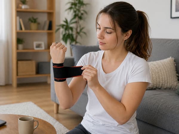Håndledsstøtte kompression med velcro polyester/bomuld grå/orange