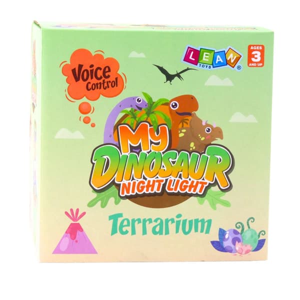 Dinosaurieterrarium nattlampa LED med röststyrning, 6 figurer kit