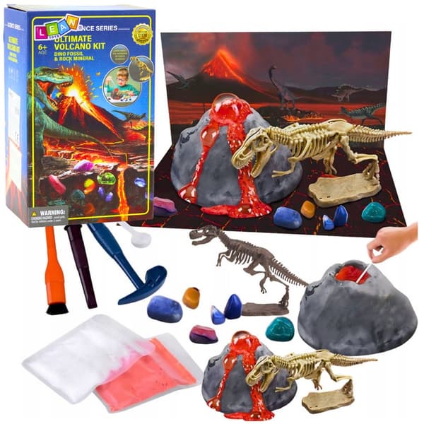 Eksperimentset vulkanudbrud & dinosauriefossiludgravning 2-i-1