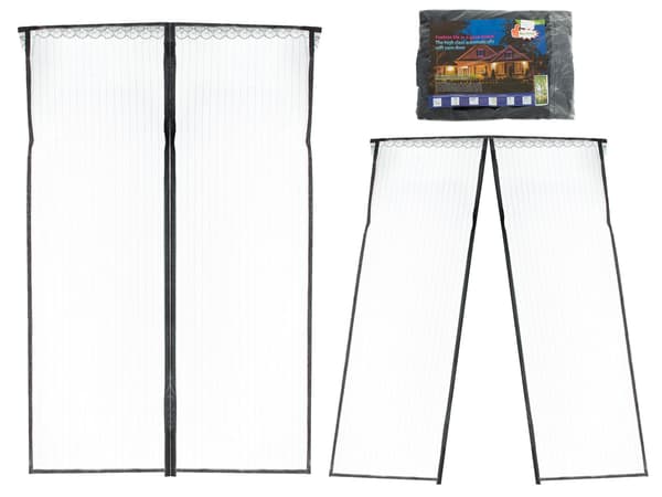 Magnetisk insektnet til dør 110x220 cm sort polyester med stifter