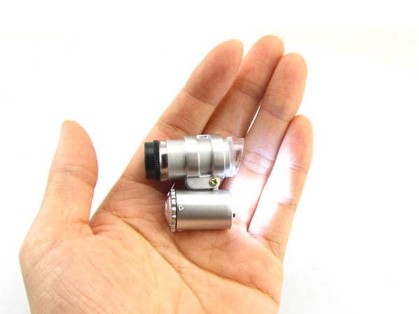 Pekmikroskop 60x med 2 LED og UV-lys inkl. etui