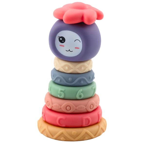 Sensorisk stabelpyramide bløde blokke 8 dele 18 cm til baby 6+ mdr