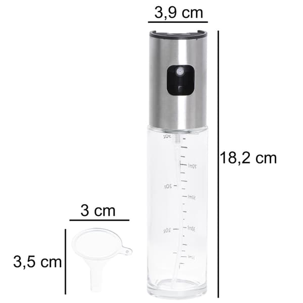 Oliesprayer/oliedispenser 100 ml i glas med pumpe og tragt