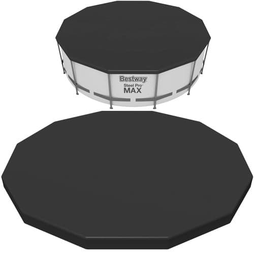 Pooloverdækning til rund pool 366 cm diameter, sort PVC/PP