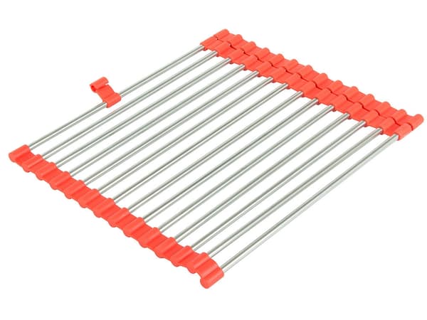 Rullbart diskställ över diskho 53,5x28,5 cm stål/silikon röd