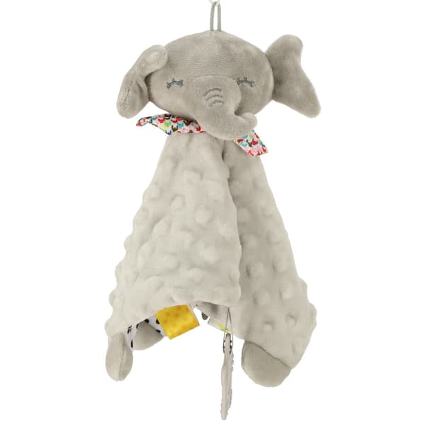 Nusseklud elefant med bidering og rangle, polyester/silikone 0+