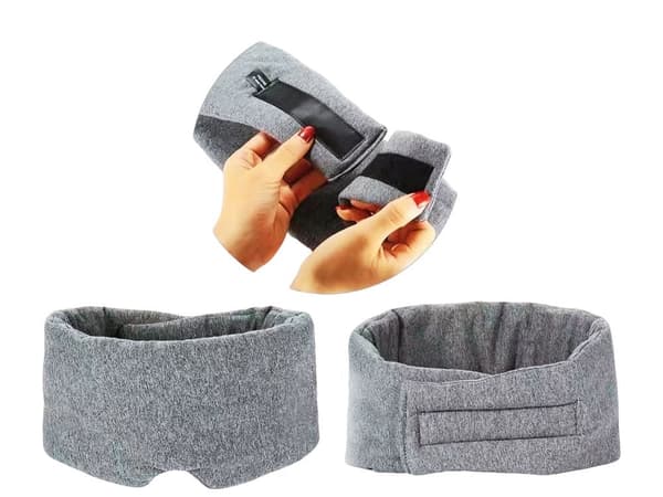 Sovemaske i polyester 70 x 10 cm sort/grå lysblokerende (tilfældig farve)