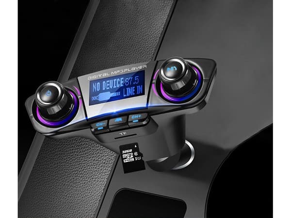 FM-sender Bluetooth 5.0 biladapter 12/24V 2x USB AUX SD