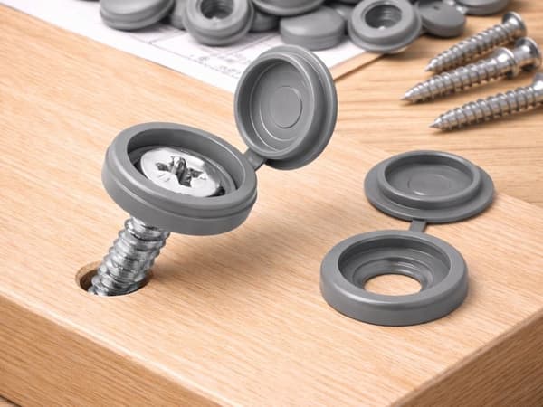 Skruvskydd täckpluggar 13 mm ljusgrå plast, 100-pack
