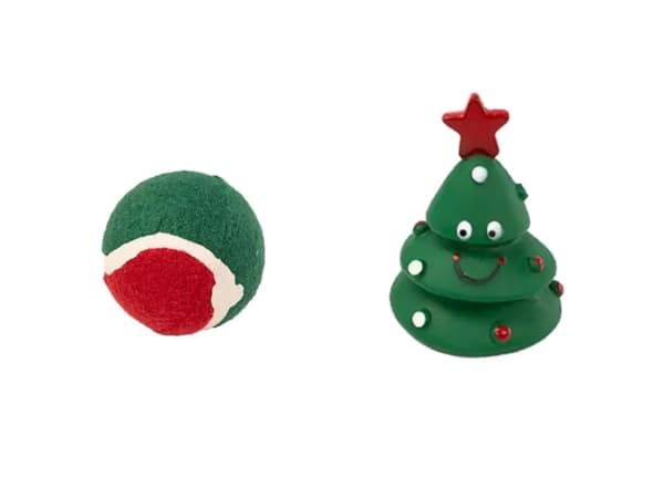 Hundleksaker julset 4-pack rep boll gummi candy cane julgran