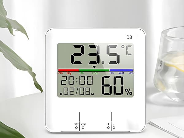 Väderstation inomhus med termometer/hygrometer klocka 9x9 cm