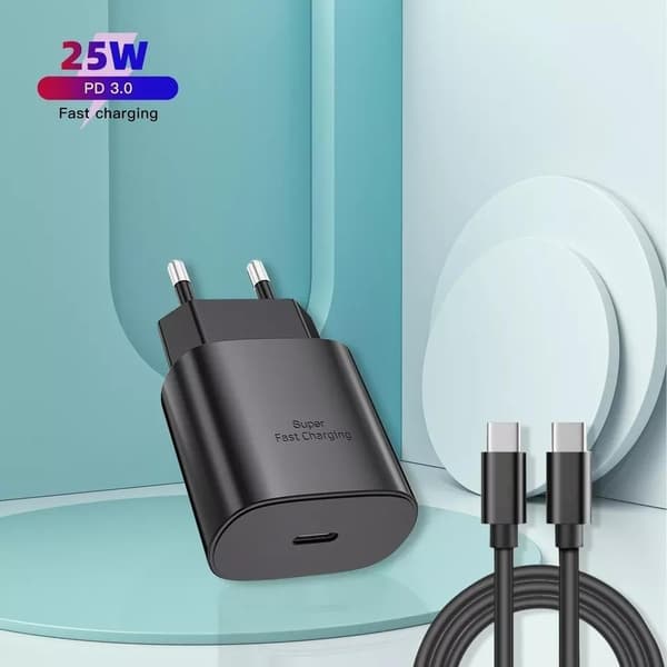 25W Samsung Pikalaturi Adapteri & Kaapeli USB-C 2m