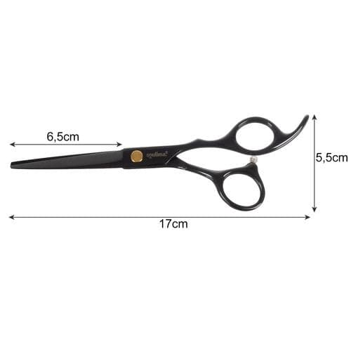 Frisørsaks ergonomisk højrehåndet 17 cm sort rustfrit stål