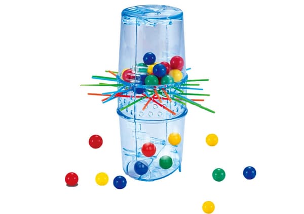 Falling Balls balancespil med tårn, 21 pinde og 24 bolde, 3+ år