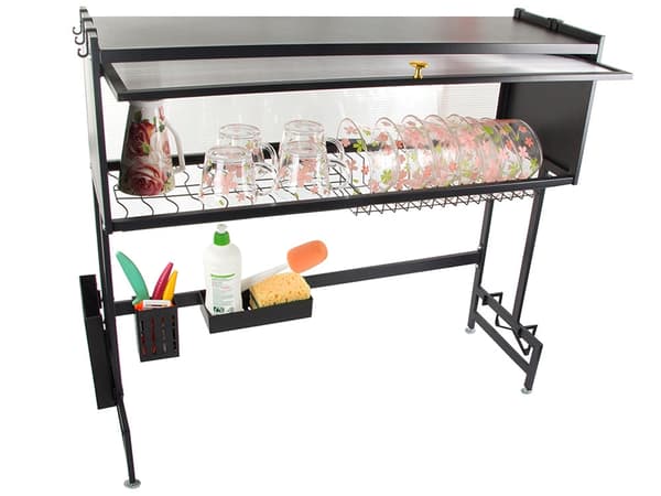 Opvaskestativ over vask 85 cm 2 niveauer med låger sort