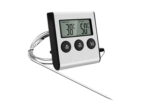 Digital stektermometer med sond 15 cm, LCD, timer, -25 till 250°C