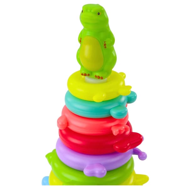 Stablelegetøj dinosaurpyramide med 11 ringe + figur, 12 dele