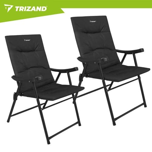 Fällbara campingstolar 2-pack hög rygg armstöd 100 kg/st