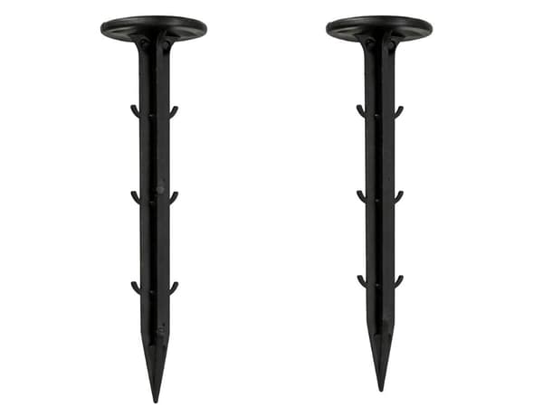 Markpinde til fiberdug i plast 11 cm, sorte, 10-pak