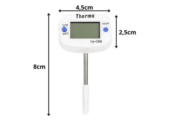 Digital kökstermometer med stekspett LCD 300°C vit
