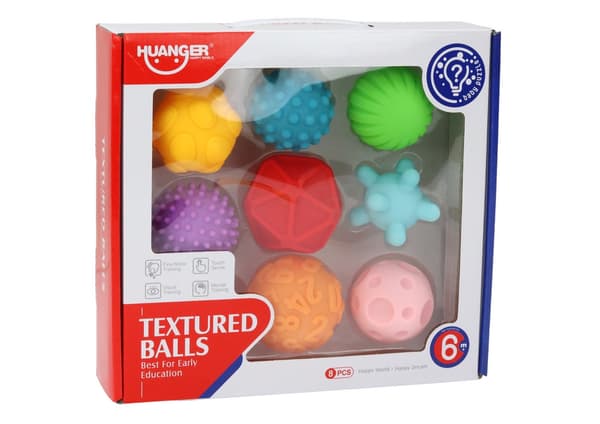Sensoriske bolde baby 6+ mdr bløde med lyd og teksturer, 6-pack