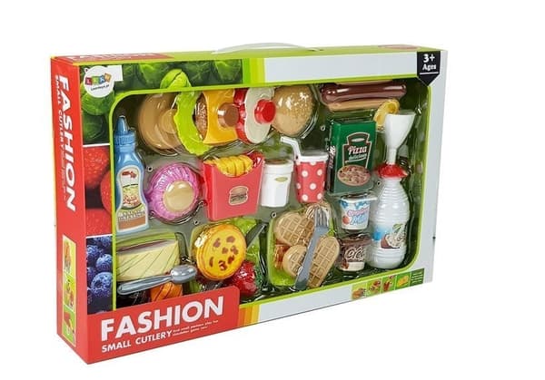 Leksaksmat hamburger- och snabbmatsset 33 delar för barn 3+ CE