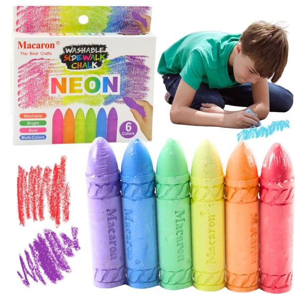 Neonkritor set 6-pack för trottoar, tavla och papper
