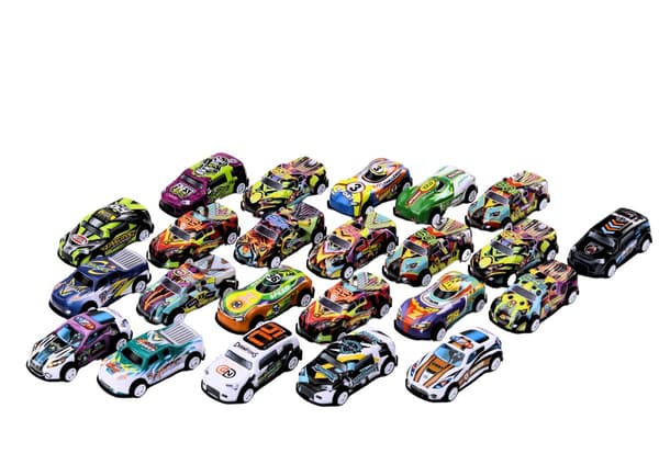 Fjedrende legetøjsbiler 50-pack 6,5 cm, til børn 3+