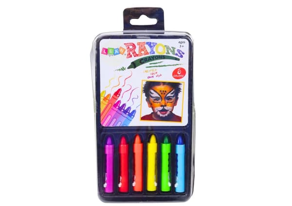 Ansiktsmålningkritor 6-pack vridbara, giftfria, tvättbara, 3+