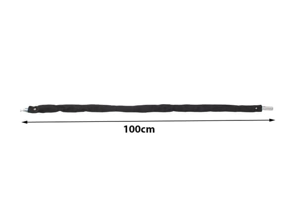 Cykellås kæde i rustfrit stål 100 cm med 2 nøgler, sort