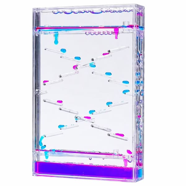 Flydende timeglas-timer i plast 14x9x2 cm til skrivebord og hylde