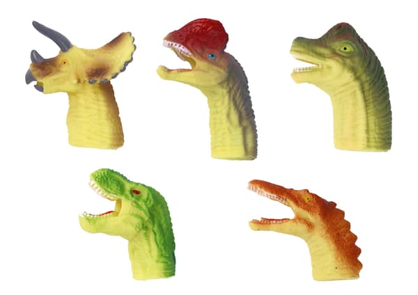 Gummifingerdinosaurier fingerdockor 5-pack, CE/EN71, 3+ år