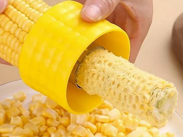 Majskærner til majskolbe plast/rustfrit stål gul