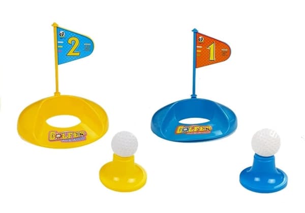 Mini golfset för barn 10 delar med 2 klubbor, 2 bollar och flaggbaser