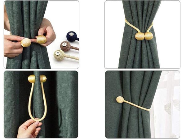 Magnetiska gardinklämmor guld 45 cm, 2-pack