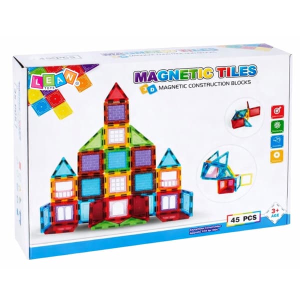 Magnetiska byggblock 3D 45 delar med idébok
