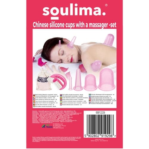 Silikonekopper cupping-sæt 4 stk med massager og opbevaringspose