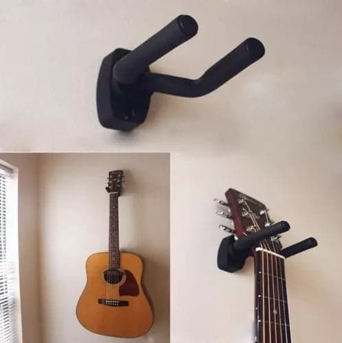Guitarholder vægmontering justerbar sort, universel til guitar/bas