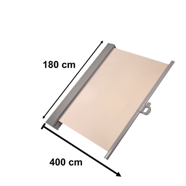 Sideterrassemarkise 400x180 cm beige vind- og læskærm polyester