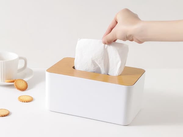 Näsduksbox tissue box vit bambu/plast 21x13x10 cm för standardboxar
